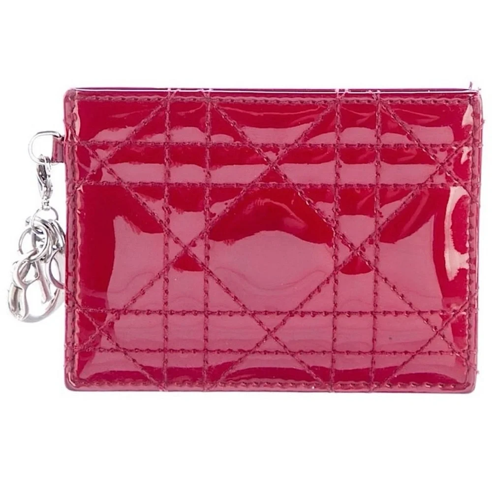 Dior Cannage Red Patent Leather Card Holder VALENTINES DAY SALE! $199 - Picture 3 of 6